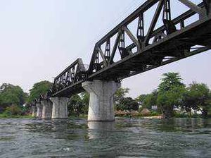 The bridge over the River Kwai today, rebuilt by a Japanese company