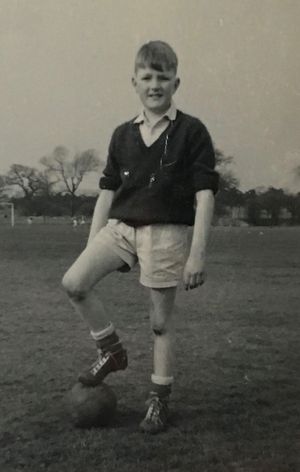 Lee Child aged nine years old and dreaming of one day joining the 'swashbuckling rock-and-rollers' at Aston Villa at Cherry Orchard Primary School playing fields, taken in 1964 by PE teacher Mr Weaver
