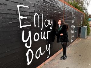 Supporting image for story: We meet Wolverhampton schoolgirl behind 'new mural' on city road aiming to make people happy