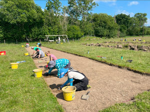 Participants excavating in the outer abbey precinct in 2025. All photos copyright Strata Florida Trust.