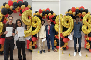 Starbank School pupils celebrate GCSE results success.