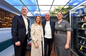 Wolves legend Steve Bull and wife Kirsty have been announced as official Ambassadors for Compton Care.They are pictured in the communal family area with James Elliott, head of income generation and nurse Katie Jones.
