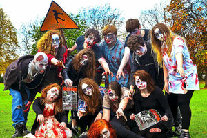 Supporting image for story: Zombie flash mob spooks Oswestry shoppers