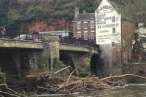 Supporting image for story: Work starts to remove debris under Bridgnorth bridge