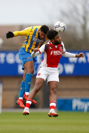 Ethan Ebanks-Landell of Shrewsbury Town and Ellis Harrison of Fleetwood Town (AMA)