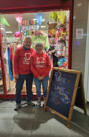 Maureen and David outside British Heart Foundation shop in Sutton Coldfield. Photo: British Heart Foundation