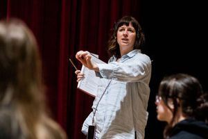 Clare Reynolds in rehearsals