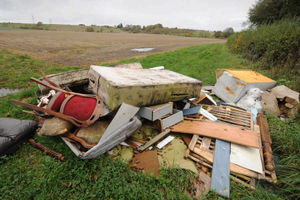 Just some of the rubbish dumped on land, off Bennetts Lane, Trescott