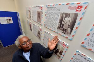Eudalia King with a panel all about her mother Sylvia Madeleine Ward