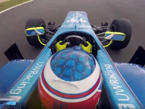 Supporting image for story: Watch in 360 degrees: Shropshire students' Formula 3 car takes on Donington Park racetrack