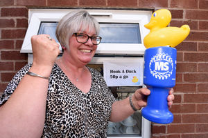 Claire Wilcox was in charge of the hook a duck stand at the reopening of the MS Therapy Centre, Tettenhall