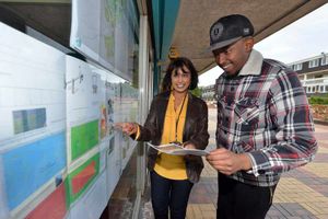Project manager from Wolverhampton Council, Sangita Kular, with resident Adam Abdull