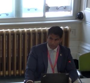 Birmingham councillor Majid Mahmood, cabinet member for environment, at the neighbourhoods scrutiny meeting on July 16. Permission for use for all LDRS partners.