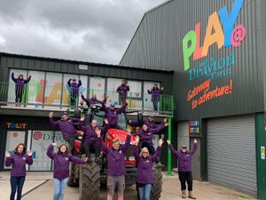Staff at the opening of the play barn at Lower Drayton Farm