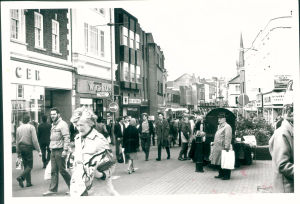 Months before Merry Hill: Dudley High Street in 1985