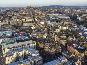 An aerial view of Edinburgh city centre