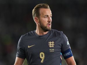 Harry Kane in action against Finland