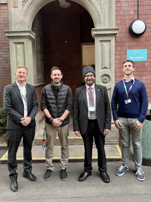 Pictured, from left, Aurora CEO Kelvin Donald, Cedars Headteacher Tom Hind, Mr Juss and Aurora Strategic Director Dan Slater 