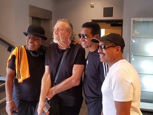 Supporting image for story: Rock royalty Robert Plant meets Jackson brothers at Molineux ahead of Wolves match