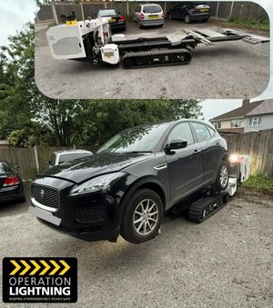 Staffordshire Police's recovery team used a robot to assist with the removal of a suspected stolen vehicle in Burntwood