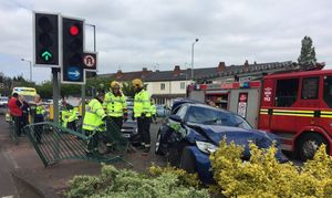 A metal bar was reported to have pierced one of the cars. Photo: @WednesfieldWMP