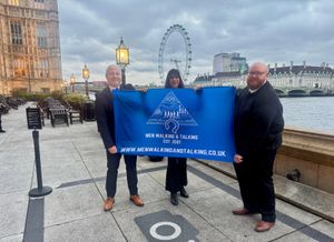 Alex Long and Stephen Ruddick with Sureena Brackenridge during their visit to London