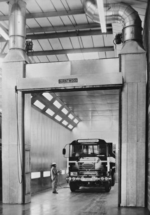 'December 1980: A new commercial spraybooth from Burntwood engineering, specifically designed to reduce heating costs, has been installed in the finishing plant of Hayes Truck Bodies.'  