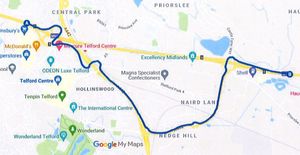 The diversion route for eastbound work near Telford in February and March
