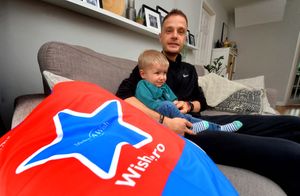 Martin with is two-year-old son Finley