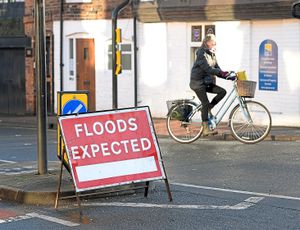 Flood barriers are up in Shrewsbury