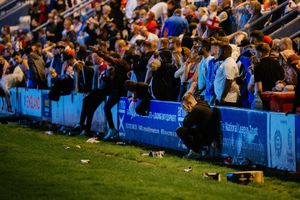 Fans watch at the New Bucks Head in Telford