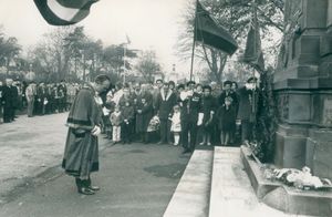 Mayor of Stourbridge Alderman J P S Lycott, paused for a moment's reflection with his head bowed after placing his wreath at the town's cenotaph during the Remembrance Day parade in November 1970.