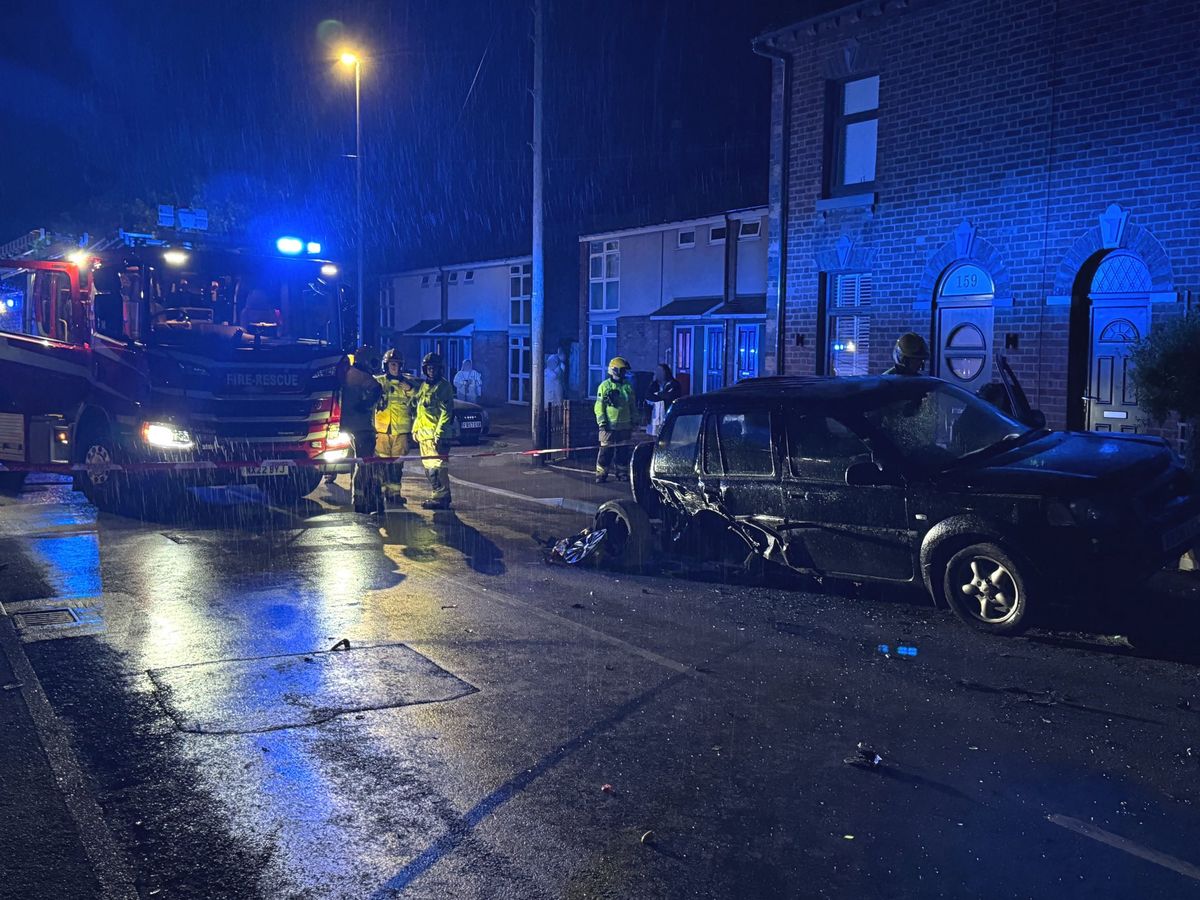 Man arrested and teen taken to hospital after multi-vehicle crash in Market Drayton left vehicle on its side