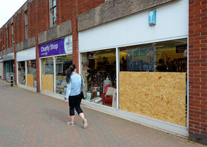 Debra Charity Shop in Rugeley has been boarded up after being vandalised