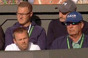 Back row left in Andy Murray’s box at Wimbledon with Ivan Lendl, front right