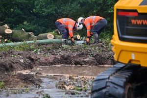 The burst pipe is on the slip road for Brockton Way. 