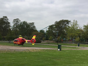 The air ambulance at Drayton Manor. Photo: David Charles