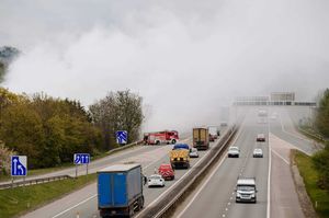 Smoke continues to billow across the M54 on Tuesday morning