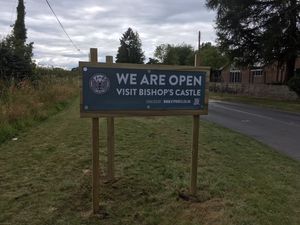The welcoming banners were installed in Bishop's Castle