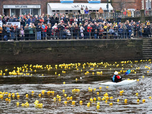 Supporting image for story: Quackers! Thousands turn out for Bewdley duck race - with pictures