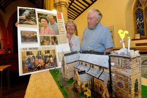 Heather Willis with her panel and Ken Auty, who also made a panel..