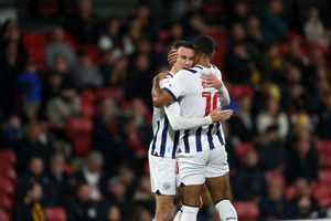 Jed Wallace and Matt Phillips celebrate the second goal (Photo by Adam Fradgley/West Bromwich Albion FC via Getty Images).