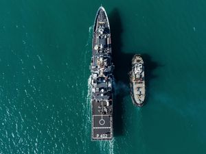 The Italian navy ship Libra from above