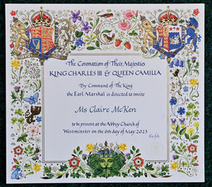 Claire McKen's invitation, which came in the post a week ago