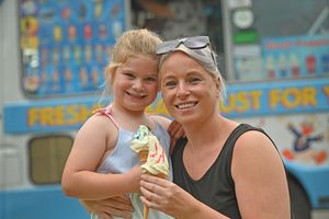 Adelle Jinks with Brea-Lee Braizer and a cooling ice cream