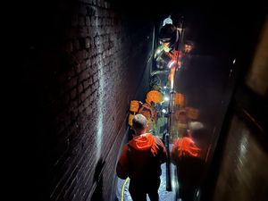 Fire Fighters start the Berwyn Tunnel Evacuation.