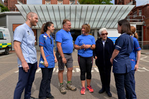 Tom's parents, Simon and Rachel and nan Edna Howe meet the staff who treated Tom