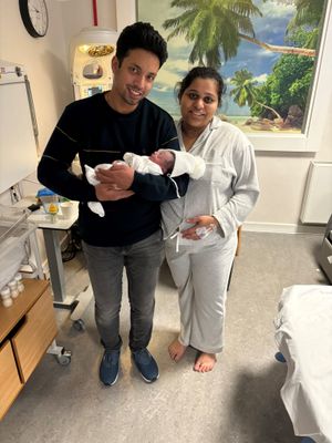 Baby Antonio Sebin with his parents at Walsall Manor Hospital