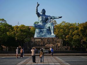 The Nagasaki Peace Statue at the Peace Park in Nagasaki
