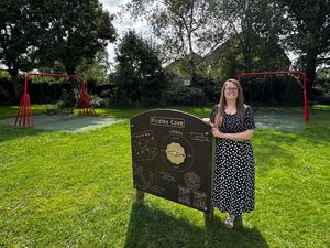 Councillor Sarah Syrda at the play park
